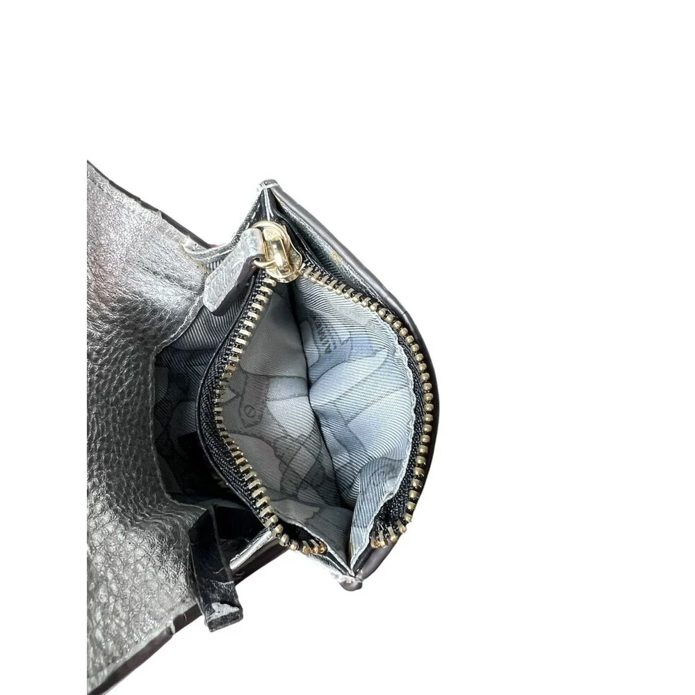 Aimee Kestenberg Silver Metallic Leather Keychain Wallet Card Holder